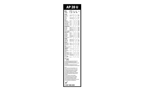 Bosch Aerotwin AP28U torkarblad - Längd: 700 mm - enkelt torkarblad fram, bild 3