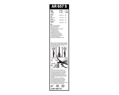 Bosch Aerotwin AR657S torkarblad - Längd: 650/650 mm - uppsättning torkarblad fram, bild 14