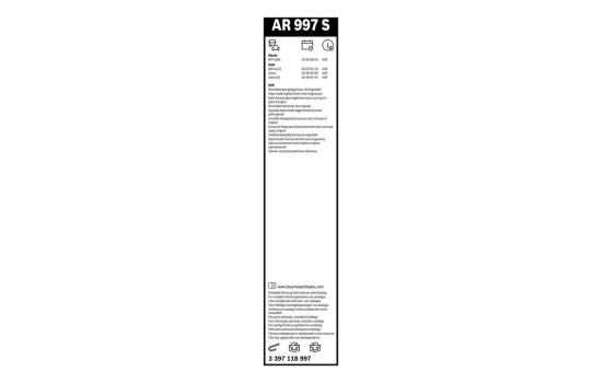 Bosch Aerotwin AR997S torkarblad - Längd: 600/550 mm - uppsättning torkarblad fram, bild 10