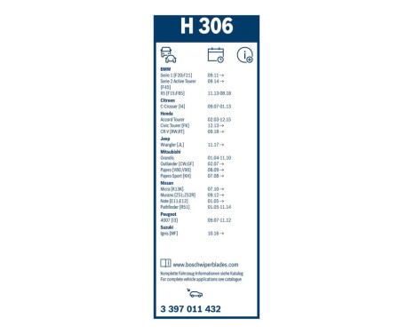 Bosch bakre torkare H306 - Längd: 300 mm - bakre torkarblad, bild 10