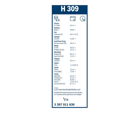 Bosch bakre torkare H309 - Längd: 300 mm - bakre torkarblad, bild 10