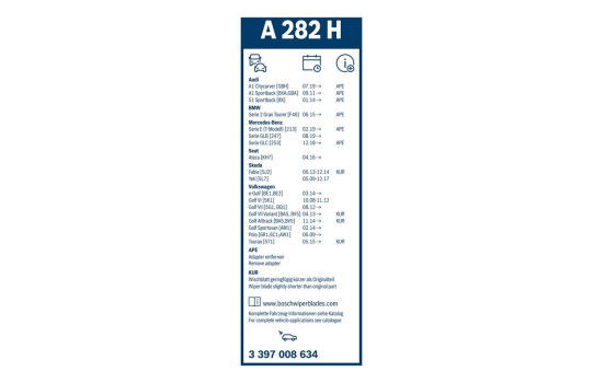 Bosch torkarblad värdepaket A309S + A282H, bild 11