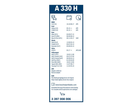 Bosch torkarblad värdepaket AR533S + A330H, bild 22