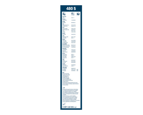 Bosch Twin 480S torkarblad - Längd: 475/475 mm - uppsättning torkarblad fram, bild 3