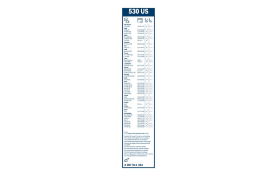 Bosch Twin 530US torkarblad - Längd: 530 mm - enkelt torkarblad fram, bild 10
