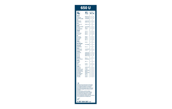 Bosch Twin 650U torkarblad - Längd: 650 mm - enkelt torkarblad fram, bild 3