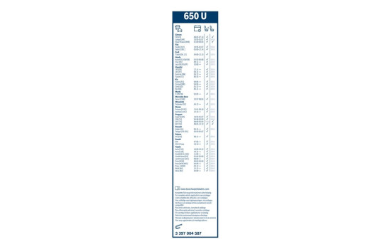 Bosch Twin 650U torkarblad - Längd: 650 mm - enkelt torkarblad fram, bild 6