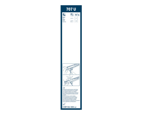 Bosch Twin 707U torkarblad - Längd: 700 mm - enkelt torkarblad fram, bild 3