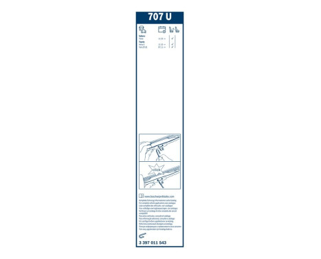 Bosch Twin 707U torkarblad - Längd: 700 mm - enkelt torkarblad fram, bild 6