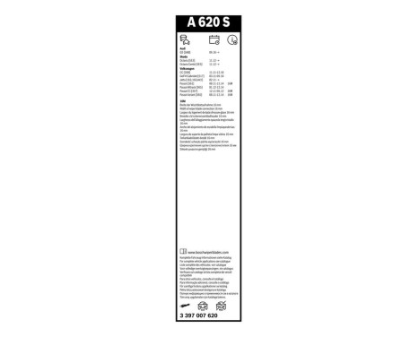 Bosch vindrutetorkare Aerotwin A620S - Längd: 600/475 mm - set med torkarblad för, bild 14