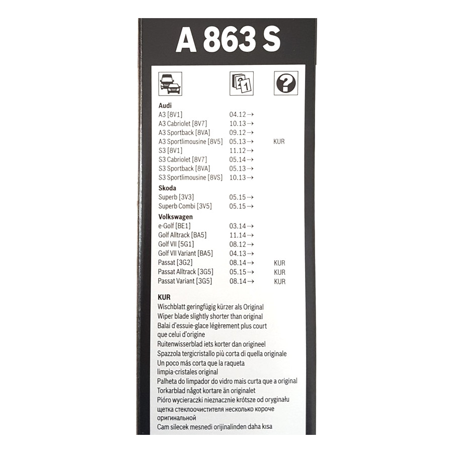 Bosch Aerotwin A864S Tergicristalli Anteriori Set 2 Pezzi - 650mm E 450mm, Con Adattatori, Silenziosi, Aerodinamici, Power Protection Plus