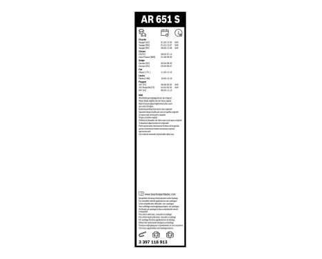 Bosch vindrutetorkare Aerotwin AR651S - Längd: 650/650 mm - set med torkarblad för, bild 3