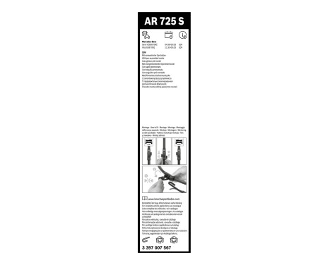 Bosch vindrutetorkare Aerotwin AR725S - Längd: 650/550 mm - set med torkarblad för, bild 3