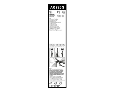 Bosch vindrutetorkare Aerotwin AR725S - Längd: 650/550 mm - set med torkarblad för, bild 9