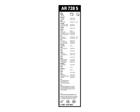 Bosch vindrutetorkare Aerotwin AR728S - Längd: 550/475 mm - set med torkarblad för, bild 3