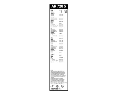 Bosch vindrutetorkare Aerotwin AR728S - Längd: 550/475 mm - set med torkarblad för, bild 11