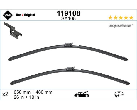 Torkarblad ORIGINAL VISIOFLEX AQUABLADE 119108 SWF, bild 2