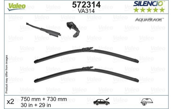 Torkarblad SILENCIO AQUABLADE SET 572314 Valeo
