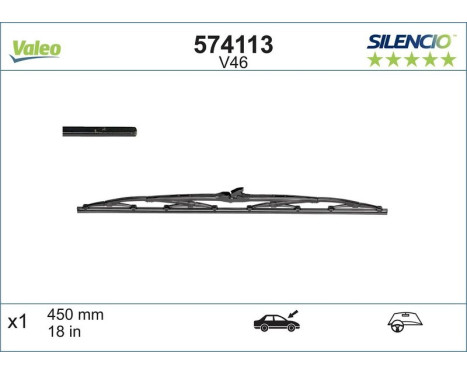 Torkarblad SILENCIO CONVENTIONAL SINGLE 574113 Valeo, bild 2