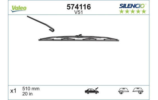 Torkarblad SILENCIO CONVENTIONAL SINGLE 574116 Valeo, bild 11