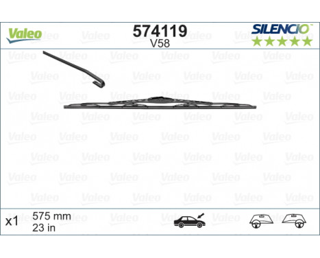 Torkarblad SILENCIO CONVENTIONAL SINGLE 574119 Valeo, bild 2
