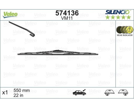 Torkarblad SILENCIO CONVENTIONAL SINGLE 574136 Valeo, bild 2