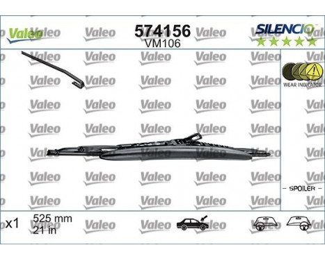 Torkarblad SILENCIO CONVENTIONAL SINGLE 574156 Valeo, bild 3