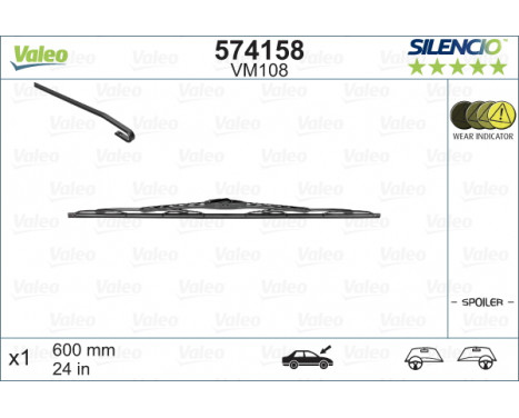 Torkarblad SILENCIO CONVENTIONAL SINGLE 574158 Valeo, bild 2