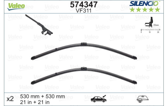 Torkarblad SILENCIO FLAT BLADE SET 574347 Valeo, bild 4
