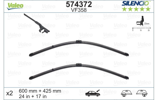 Torkarblad SILENCIO FLAT BLADE SET 574372 Valeo, bild 3
