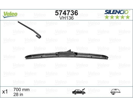 Torkarblad SILENCIO HYBRID SINGLE 574736 Valeo, bild 3