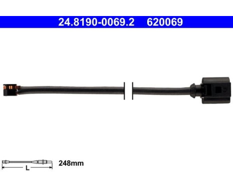 Contact d'avertissement, usure des plaquettes de frein 24.8190-0069.2 ATE