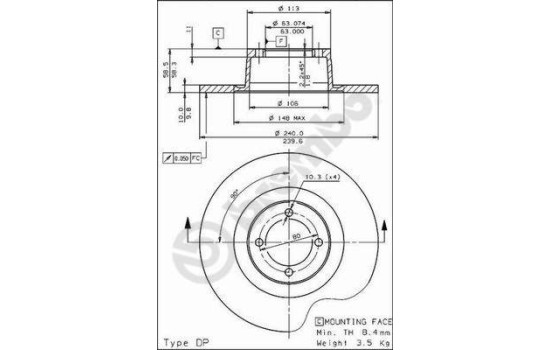 Disque de frein 08.1432.10 Brembo, Image 2