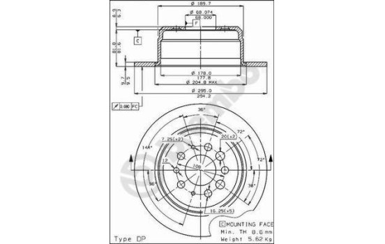 Disque de frein 08.1744.10 Brembo, Image 2