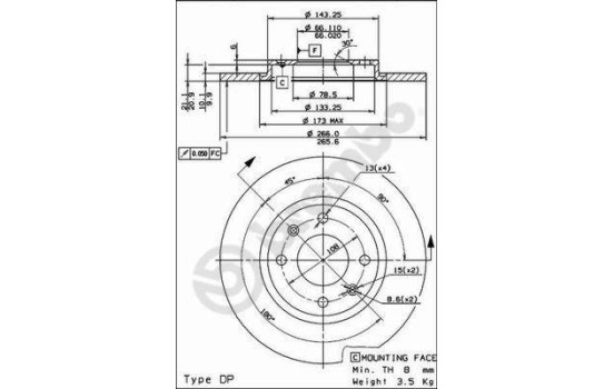 Disque de frein 08.2938.24 Brembo, Image 2