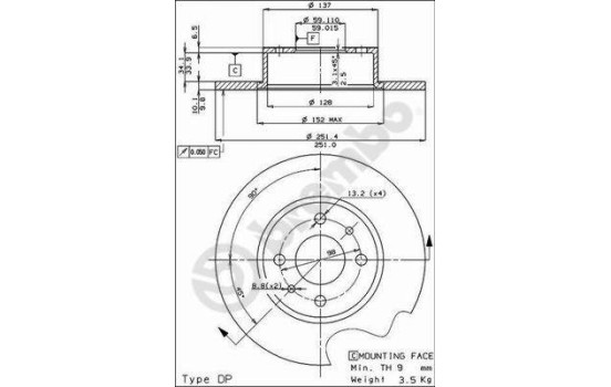 Disque de frein 08.3126.14 Brembo, Image 2