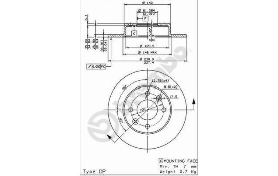 Disque de frein 08.3147.14 Brembo, Image 2