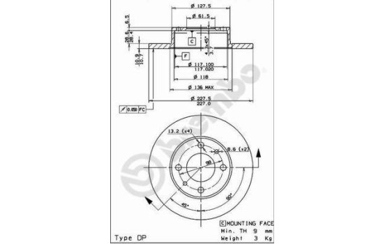Disque de frein 08.3636.10 Brembo, Image 2