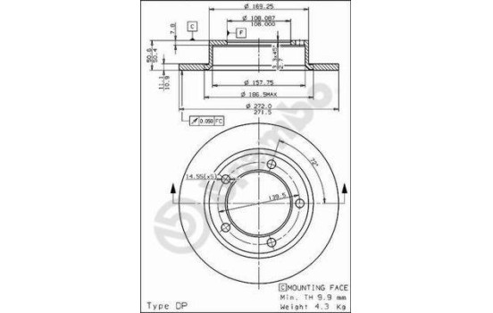 Disque de frein 08.3939.10 Brembo, Image 2