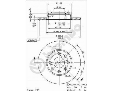 Disque de frein 08.4250.14 Brembo, Image 2