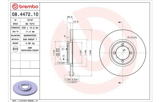 Disque de frein 08.4472.10 Brembo, Image 4