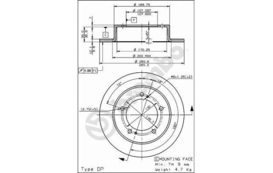 Disque de frein 08.4994.10 Brembo, Image 2