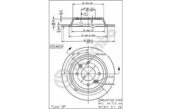 Disque de frein 08.5037.10 Brembo, Image 2