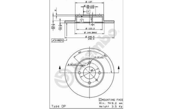 Disque de frein 08.5085.14 Brembo, Image 2