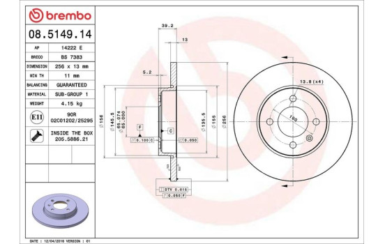 Disque de frein 08.5149.14 Brembo, Image 4