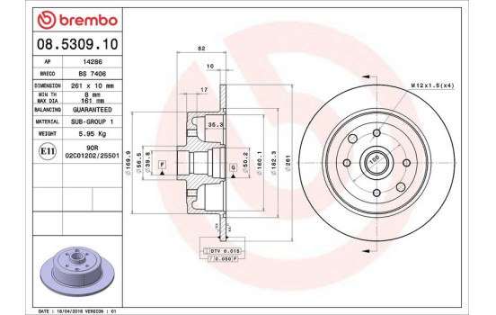 Disque de frein 08.5309.10 Brembo, Image 4