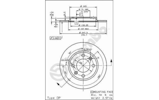 Disque de frein 08.5334.10 Brembo, Image 2