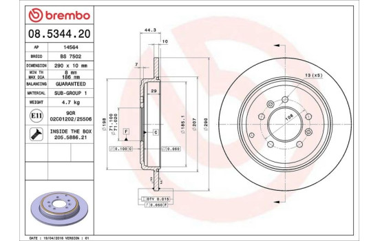 Disque de frein 08.5344.20 Brembo, Image 4