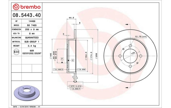 Disque de frein 08.5443.40 Brembo, Image 4