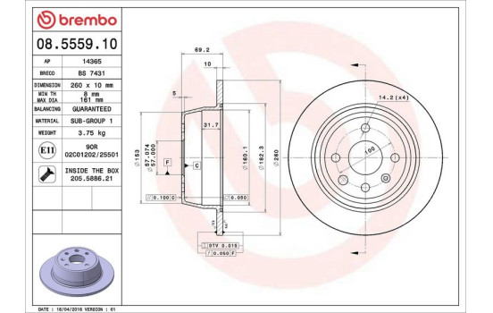 Disque de frein 08.5559.10 Brembo, Image 4